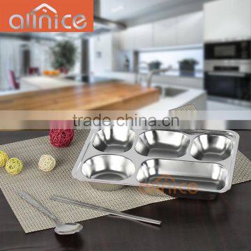 Allnice wholesale economic stainless steel food tray/dinner plate for school