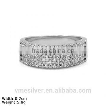 [RZK-0115] 7mm Band Ring Fashion Designs in 925 Sterling Silver Ring with CZ Stones Micro Pave Ring