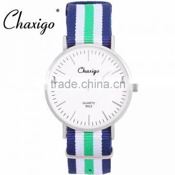 CHAXIGO 9924 sliver alloy case japan movement nylon strap dw watch