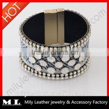 MLB 010 2014 Wholesale Leather rhinestone bracelet China Top 10 Fashion Jewelry Manufacture with supreme quality