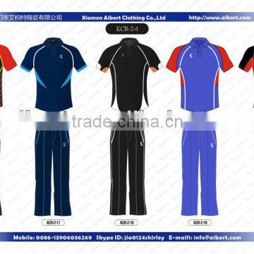 colorized cricket suits(cricket 3/4 sleeve shirts+cricket pants)