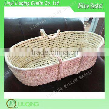 Protable Corn Husk Baby Basket Corn Bran Baby Sleeping Basket Handmade Baby Moses Basket