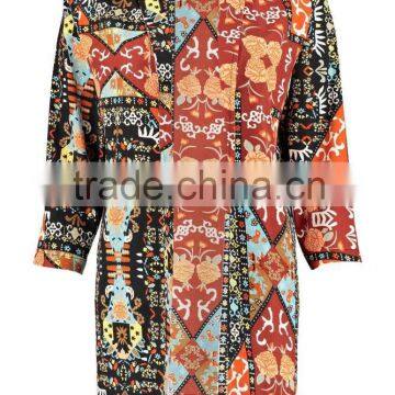 Mixed Print Woven Short Kimono Dresses