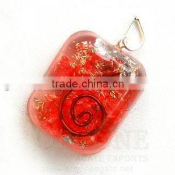 Wholesale Red Orgone Rounded Square Pendant : Orgone Supplier Khambhat