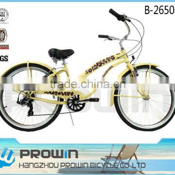 2016 26 inch 7 SPEED ladies beach cruiser bike/adult beach cruiser bike/standard beach cruiser chopper bike for sale