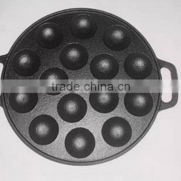 cast iron Japanese Takoyaki grill pan non-stick 15 holes cast iron pan