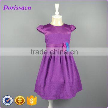 purple trendy special occasion girls dress cotton fabric children kids flower party wedding dresses costume 2016