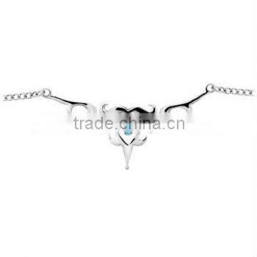 TRIBAL HEART No.1 Solar Blue Gem BACK Belly Chain