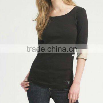 Check-Cuff Women T shirt