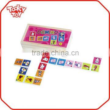28pcs Custom Animal Domino Set Wooden Puzzle Box