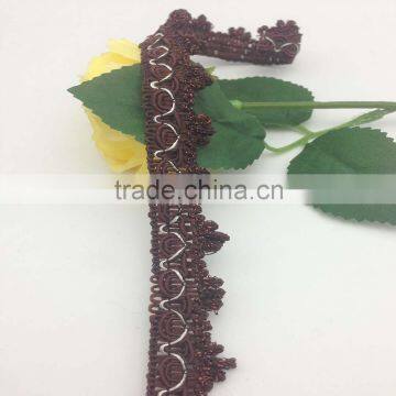 vintage brown metallic gold braid cord curtain trimming lace