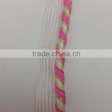 luxury twisted gold lurex flanged insert bias piping cord