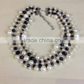 European And American Vintage Crystal Pearl Multilayer Exaggerated Alloy Chain Necklace