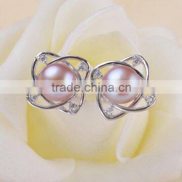 8-9mm 925 Sterling Silver Real Freshwater Pearl Jewelry Earrings photo-5