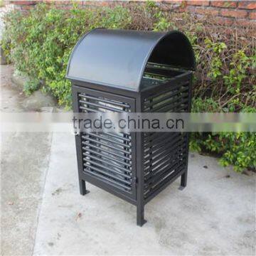 Powder coated metal waste container street garbage bin