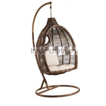 Synthetic Wicker Swing Hanging Chair Covered Patio Swing With Canopy