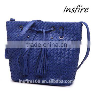 Wholesale cheap women pu leather brand braid handbag tote bags