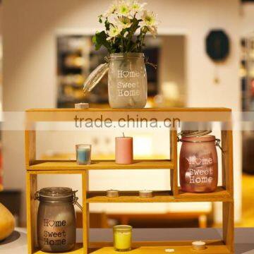 Foodgrade Transparent Colorful Storage Glass Jars With Hinged Lid