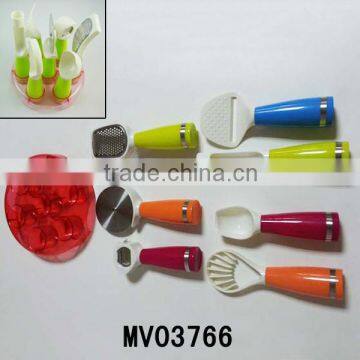 7pcs Plastic Handle Kitchen Tools with stand