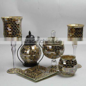 decorative mosaic plates and lantern