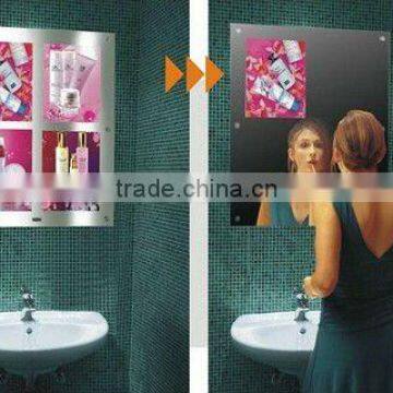 hot selling high quality sliver and golden super slim led photographic, artwork ,advertising magic mirror with sensors in hotel