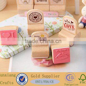 Kids cute wood stamp sets wooden cartoon stamp