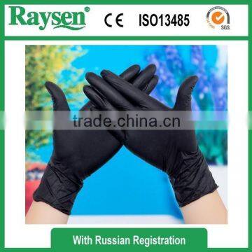 2016 Disposable Black Nitrile Gloves