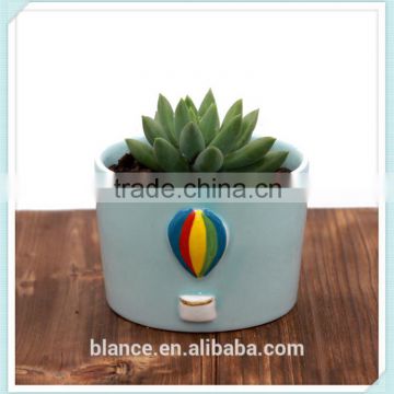 ceramic blue and white hand painting planter with small animal