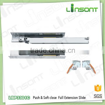 OEM factory supply both soft close and push open system extension runner furniture drawer slides