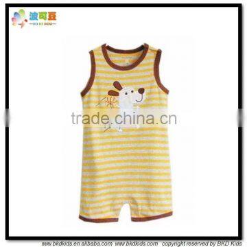 Contrast binding with sleeveless baby animal romper