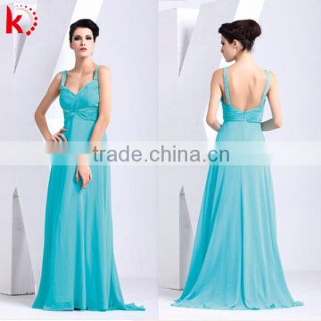 Hot lady sexy pictur long bridesmaid dress sleeveless sexy backless ruffle fashion sky blue summer chiffon evening dress