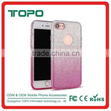 Glitter Flash Powder Paper + Hard PC Transparent Gradient Color TPU 3 In 1 Cell Phone Case For iPhone 7