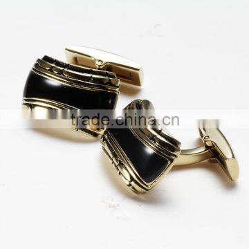 cufflinks IP champagne gold with black stones jewelry