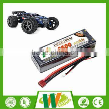 High discharge rate lipo battery,7.4V 6600mAh RC battery pack for electrical car model