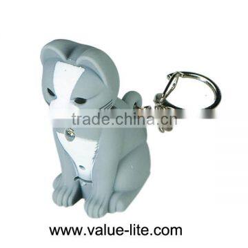 Animal plastic led keychain light with sound button cell light keychain