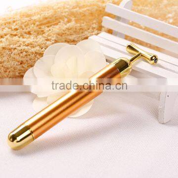 Mini OEM ODM 24K Gold Electroplated Handheld Vibrating Beauty Bar Facial Massage Roller photo-3