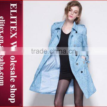 2015 HOT Unique Fashion Blue Jacquard Ladies Overcoat Designs Winter Dress photo-4