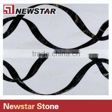 Newstar Good Quality Black And White Weave Marble Tile Waterjet Floor Mosaic photo-3