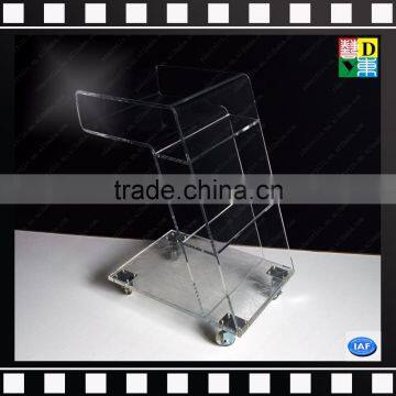 Modern Clear Acrylic Serving Hand Cart With 4 Wheels Acrylic Trolley Coffee Table photo-2