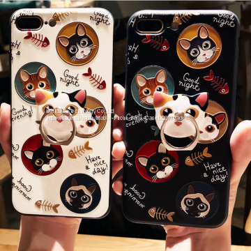 cartoon cell phone case silicone mobile Phone Cases for iPhone7/7Plus/6/6s/6plus/6splus with finger ring Stand holder