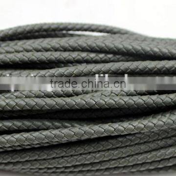 braided round leather cords 100% real leather 4mm for making leather bracelets