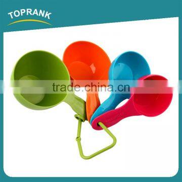 Toprank Custom 5 Pcs Mixing Color Plastic Measuring SpoonSet 1Cup 1/2Cup 1/3Cup 1/4Cup Food Measuring Spoons For Baking