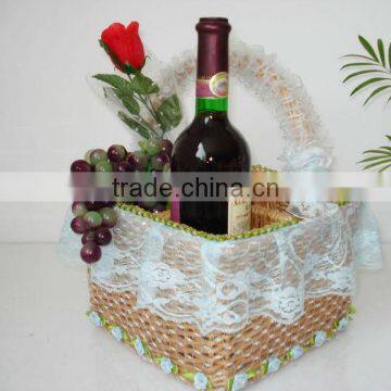 Four Section Painted Wicker Bottle Holder