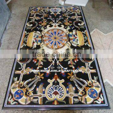 Black Rectangular Marble Inlay Table Top