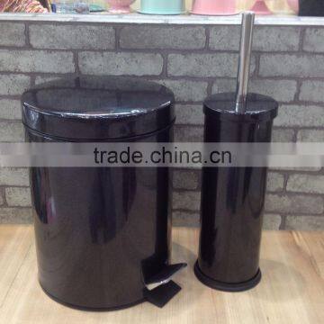 5L Round Stainless Steel Trash Can/Waste Bin/Dust Bin With Toilet Brush Holder photo-2