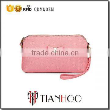 Real Leather Bowknot Zipper Clutch Wallet Smartphone Crossbody Bag for Women Teen Girls photo-5