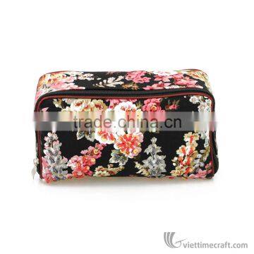 Vietnam Cosmetic Bag With Zip, Flower Pattern Makeup Box Case photo-4