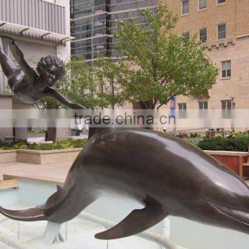Outdoor Garden Decoration Metal Craft Bronze Dolphin Outdoor Statues photo-4