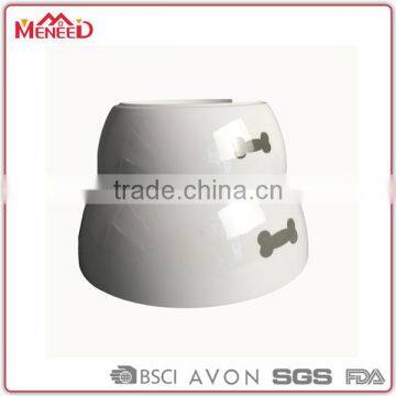 Pet products supply factory ceramic like break-resistant different sizes bone printing plastic pet bowl, melamine pet food bowl