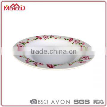 China Manufacturer Round Deep Dinner Dishes, Rose Printing Hand Made Plastic Plates photo-2